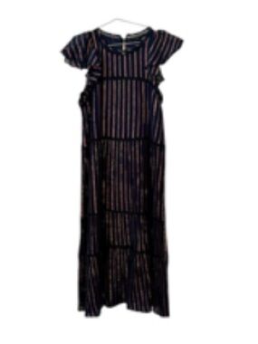 Tintoretto blue maxi dress with metallic gold threads side large